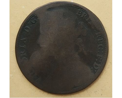 1 пенни 1880 год Великобритания, one penny Королева Виктория