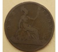 1 пенни 1893 год Великобритания, one penny Королева Виктория