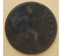 1 пенни 1895 год Великобритания, one penny Королева Виктория