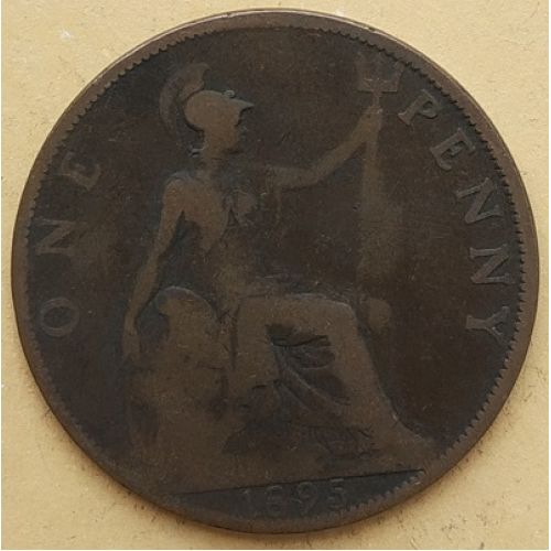 1 пенни 1895 год Великобритания, one penny. Королева Виктория #2