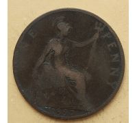 1 пенни 1897 год Великобритания, one penny Королева Виктория #2