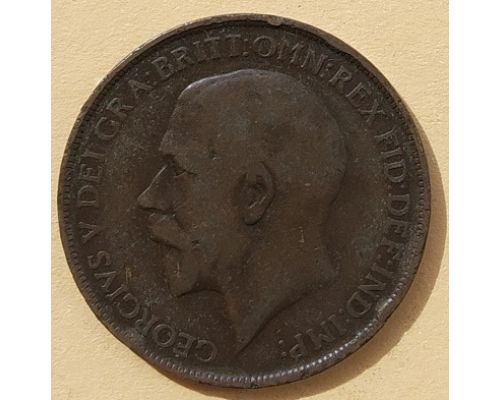 1 пенни 1912 год Великобритания, one penny Георг V