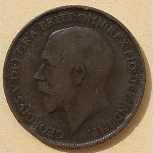 1 пенни 1912 год Великобритания, one penny. Георг V