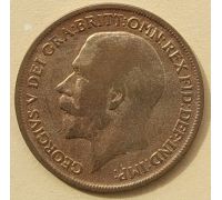 1 пенни 1916 год Великобритания, one penny Георг V