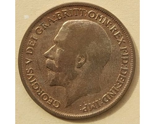 1 пенни 1916 год Великобритания, one penny Георг V