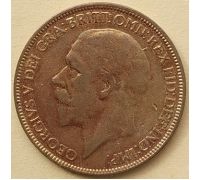 1 пенни 1927 год Великобритания, one penny Георг V