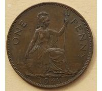 1 пенни 1949 год Великобритания, one penny Георг VI РЕДКИЙ