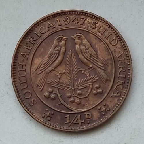 1/4 пенни 1947 год ЮАР Георг VI