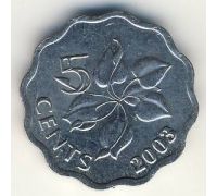 5 центов 2003 год Свазиленд Мсвати III Лилия Арум