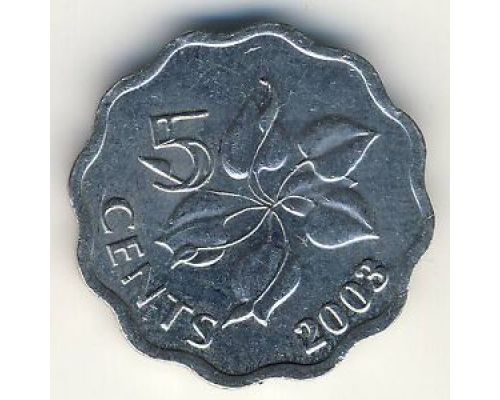 5 центов 2003 год Свазиленд Мсвати III Лилия Арум