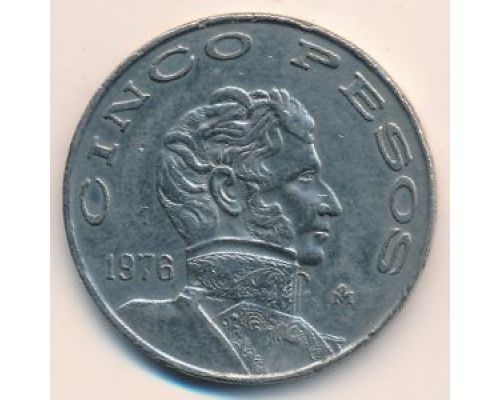 5 песо 1976 год Мексика Висенте Герреро Cinco pesos