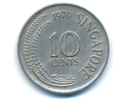 10 центов 1970 год Сингапур