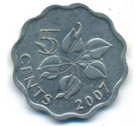 5 центов 2007 год Свазиленд Мсвати III Лилия Арум