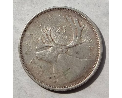 25 центов 1964 год Канада СЕРЕБРО