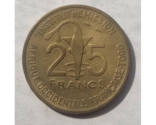 25 франков 1957 год Западная Африка - Того Золотая гиря Ашанти
