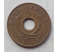 5 центов 1943 год Восточная Африка Георг VI Гурт гладкий