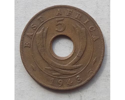 5 центов 1943 год Восточная Африка Георг VI Гурт гладкий