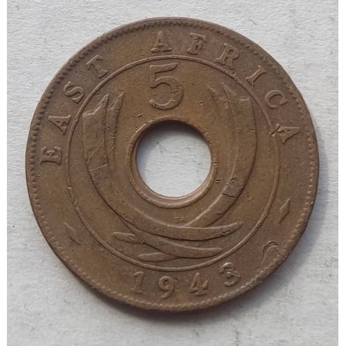 5 центов 1943 год Восточная Африка Георг VI Гурт гладкий