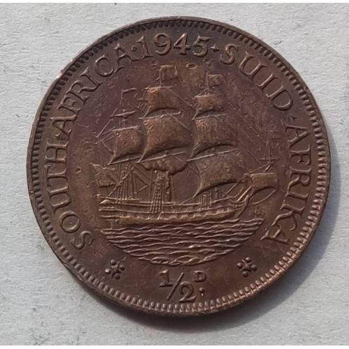 1/2 пенни 1945 год ЮАР Георг VI