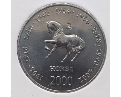 10 шиллингов 2000 год Сомали Восточный Календарь Год Лошади UNC в держателе