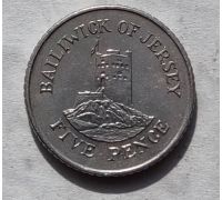 5 пенсов 2002 год Джерси Елизавета II Башня Сеймур