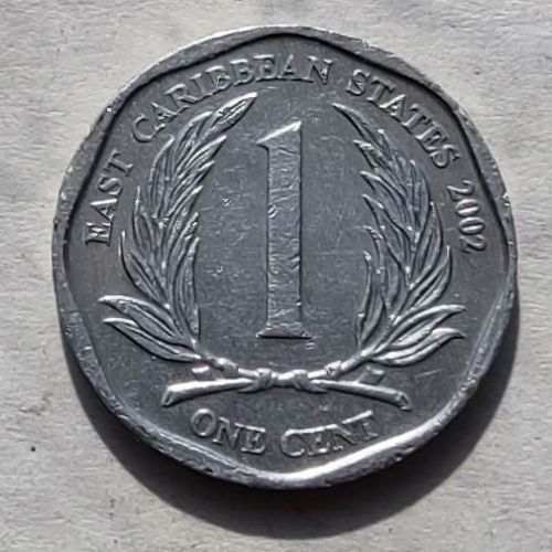 1 цент 2002 год Восточные Карибы Елизавета II